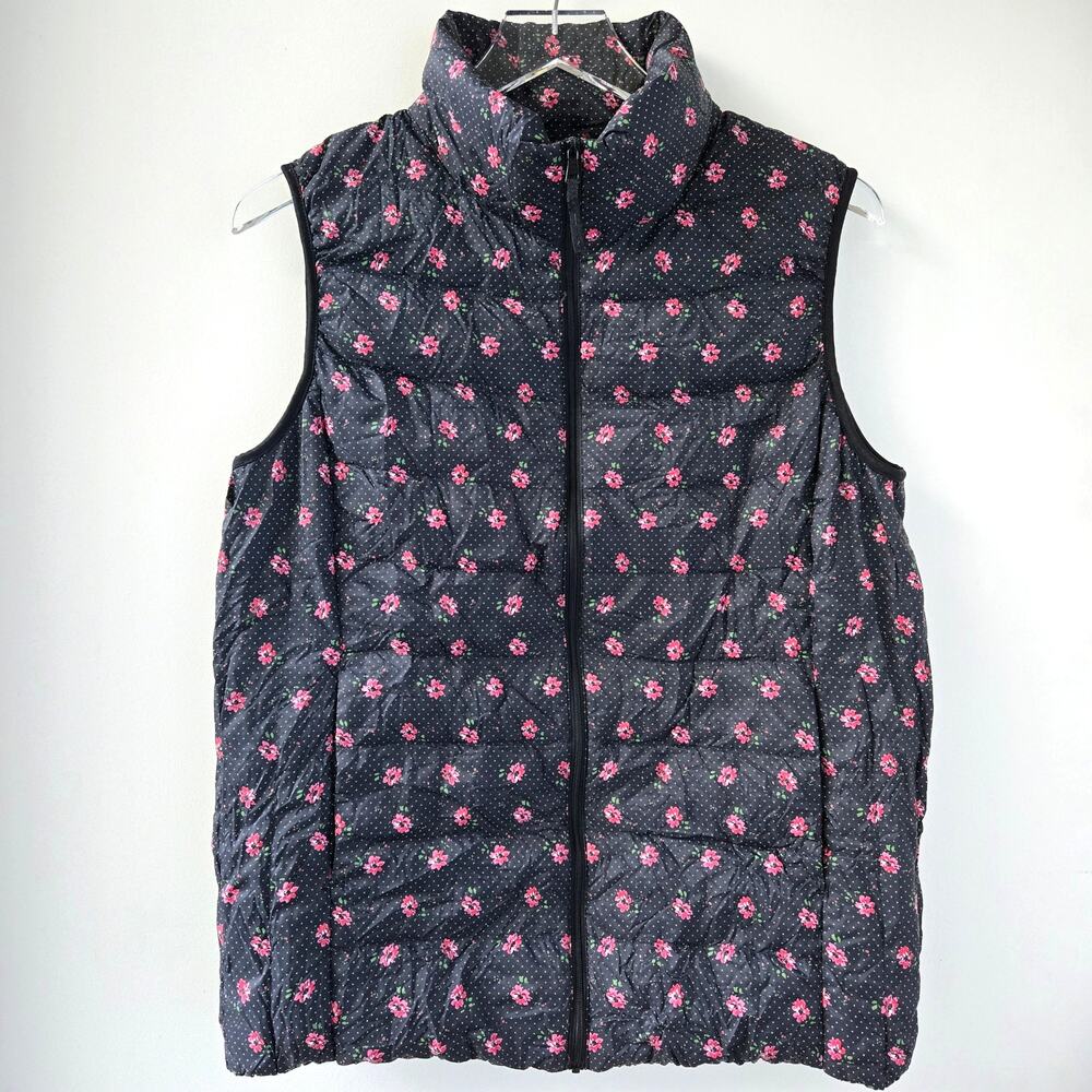 Uniqlo NEW Ultralight PUFFTECH Down Puffer Floral Vest Packable Womens Sz Large